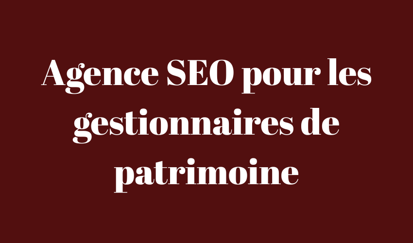 Agence SEO pour les gestionnaires de patrimoine